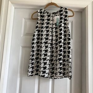 NWT large houndstooth blouse tank top size L